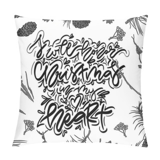 Personality  Christmas Greeting Card With Hand Drawn Lettering. Pillow Covers
