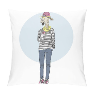 Personality  Giraffe Teen Girl With Mobile Phone Pillow Covers