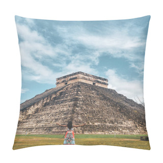 Personality  Mayan Pyramid Of Chichen Itza On A Cloudy Day, Mexico Pillow Covers