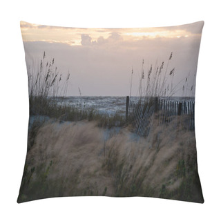 Personality  Colorful Sunrise Over A White Sandy Beach With Sea Oats In The Foreground. Isle Of Palms, South Carolina. Pillow Covers