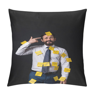 Personality  Stressed Businessman With Sticky Notes Pillow Covers