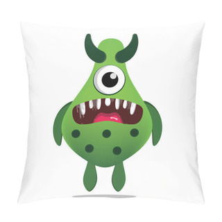 Personality  Cute Vector Illustration Design Green Monster Cartoon Design And  Mascot Kawaii Pillow Covers