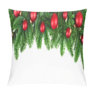 Personality  Lush Fir Twigs And Red Baubles On White Pillow Covers
