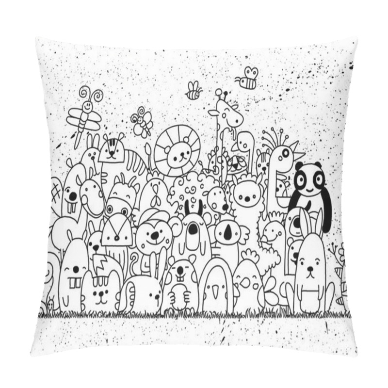 Personality  Hand Drawn Vector Illustration of Doodle funny animal, illustrat pillow covers