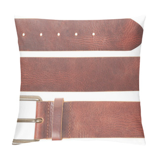 Personality  Brown Leather Belt Set On White Pillow Covers