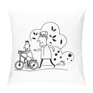 Personality Learn Bike Cartoon Illustration  Pillow Covers