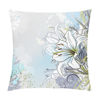 Personality  Grunge Greeting-card With Decorative White Lilies Pillow Covers