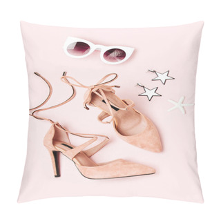 Personality  Fashion Female Shoesand  Accessories.  Flat Lay, Top View. Pillow Covers