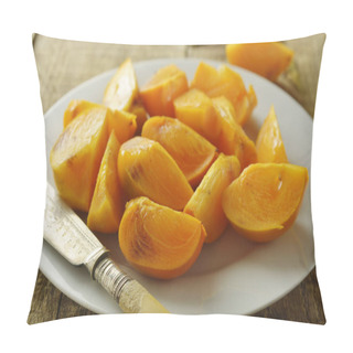 Personality  Khaki Fruits In A Basket Over A Wooden Surface Pillow Covers