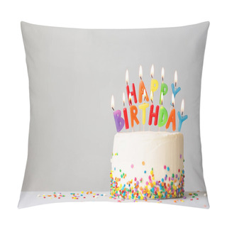 Personality  Birthday Cake With Colorful Candles Pillow Covers