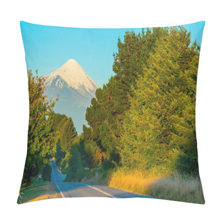 Personality  Road Between Puerto Varas And Ensenada At The Shores Of Lake Llanquihue With The Osorno Volcano In The Back, X Region De Los Lagos, Chile Pillow Covers