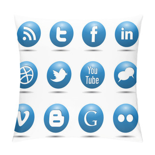 Personality  Blue Social Media Icons Pillow Covers