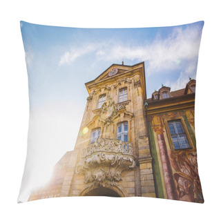 Personality  Scenic Summer View Of The Old Town Architecture With City Hall Building In Bamberg, Germany Pillow Covers