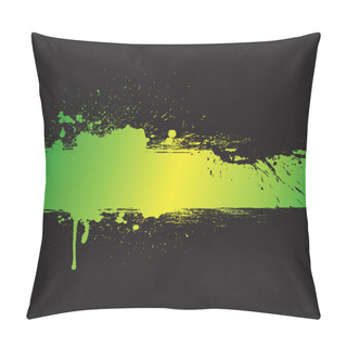 Personality  Green Grunge Banner With Black Background Pillow Covers