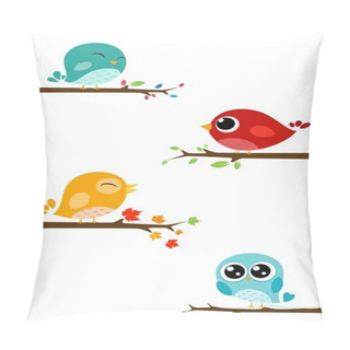 Personality  Birds Sitting On Branches Pillow Covers