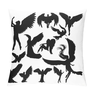 Personality  Angel Silhouettes. Good Use For Symbol, Logo, Web Icon, Mascot, Sign, Or Any Design You Want. Pillow Covers