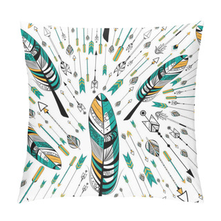 Personality  Arrow And Feather For Tribal Boho Style Seamless Pattern Pillow Covers