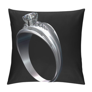 Personality  White Gold Engagement Ring With Diamond Gem. Pillow Covers
