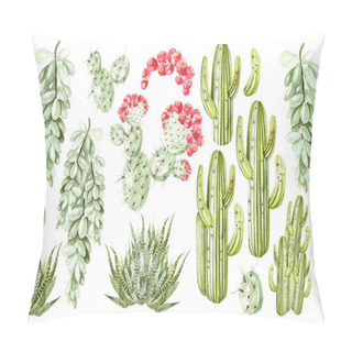 Personality  Set With Watercolor Cacti And Succulents.  Pillow Covers