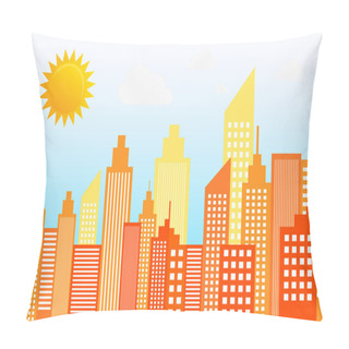 Personality  Modern City Skyscrapers Skyline On Sunny Day Pillow Covers
