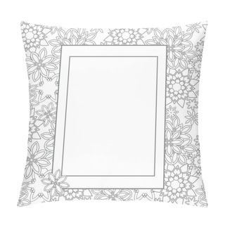 Personality  Hand Drawn Zentangle Floral Doodles With Frame  Tribal Style For Adult Coloring Book. Vector Illustration Eps 10 For Your Design Pillow Covers