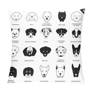 Personality  Dog Faces Stroke Icon Monochrome Cartoon 4 Pillow Covers
