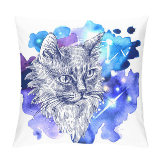 Personality  Sketch Of Cat Pillow Covers