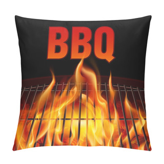 Personality  Closeup BBQ Grill Fire On Black Background Pillow Covers