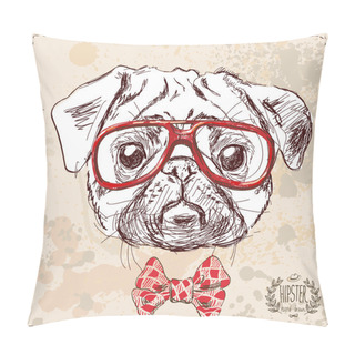 Personality  Hipster Pug Dog With Glasses And Suit Pillow Covers