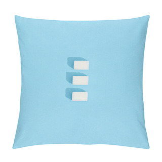 Personality  Sweet White Sugar Cubes With Shadows On Blue  Pillow Covers