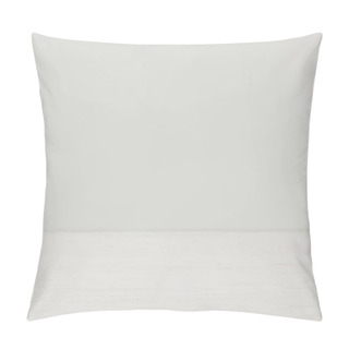Personality  Empty Wooden Surface With White Wall Pillow Covers