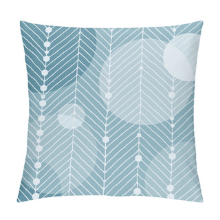 Personality  Christmas Motif With White Lines That Look Like A Fir Tree. Globe Circles And Small Snowballs On A Blue Icy Background. For Prints: Scrap Booking, Handicrafts And Web Use. EPS 10 Pillow Covers
