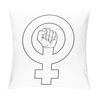 Personality  Female Fist With Sign Of Feminism Pillow Covers