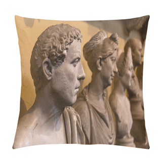 Personality  ROME, ITALY - JUNE 28, 2019: Selective Focus Of Ancient Busts In Vatican Museum Pillow Covers