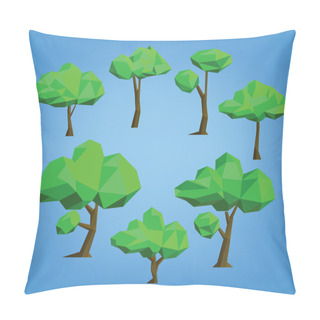 Personality  Tree Illustration Set Low Poly Style  Pillow Covers