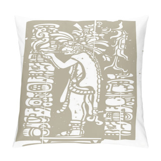 Personality  Smoking Mayan Priest Woodblock Pillow Covers
