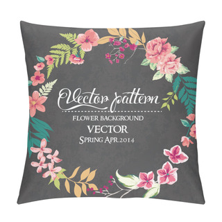Personality Set Of Flowers Arranged Un A Shape Of The Wreath Vector Design Pillow Covers