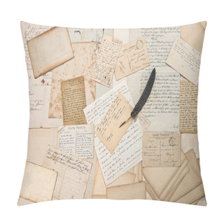 Personality  Letters, Handwritings, Vintage Postcards And Feather Pen Pillow Covers