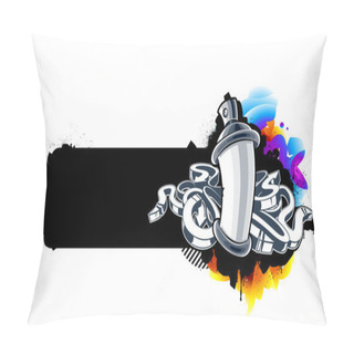 Personality  Graffiti Image Of Can With Arrows. Horizontal Banner. Vector Illustration Pillow Covers