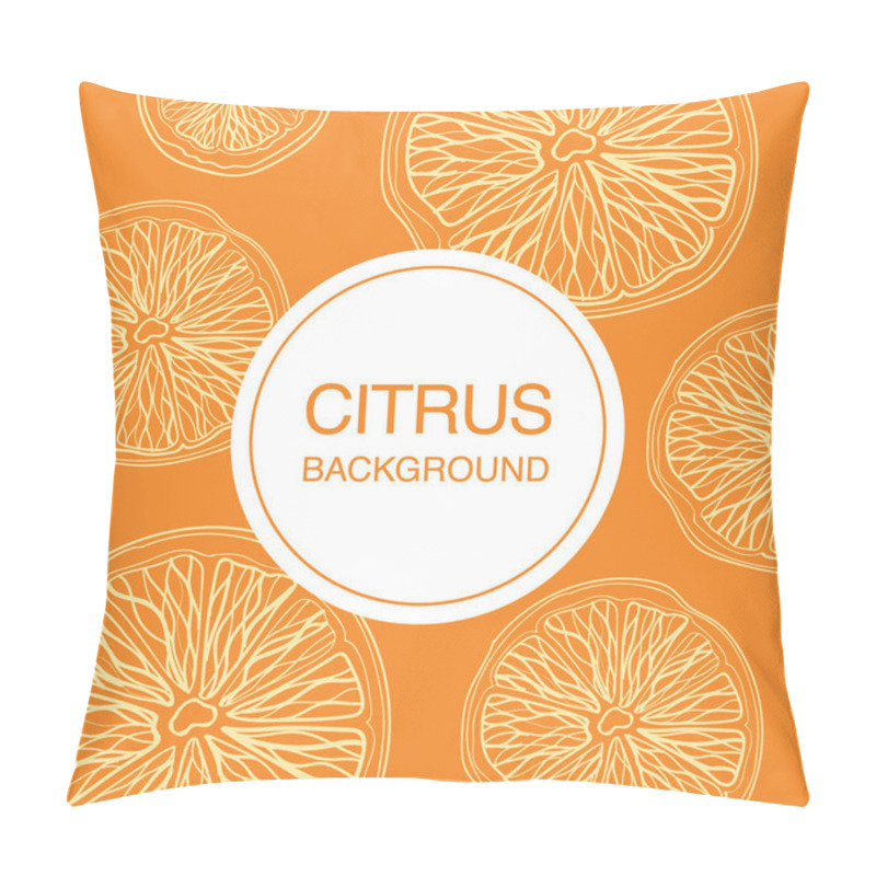 Personality  Citrus fruit sketch on orange background square composition pillow covers
