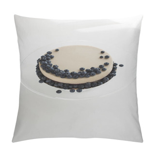 Personality  Cheesecake With Blueberries On Glass Stand Pillow Covers