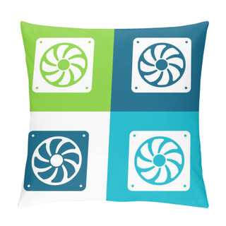 Personality  Big Electric Fan Flat Four Color Minimal Icon Set Pillow Covers