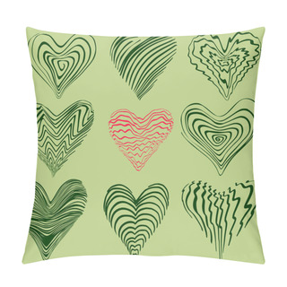 Personality  Set Of Hand Drawn Hearts,  Vector Pillow Covers