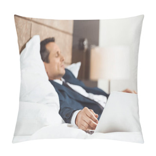 Personality  Businessman Napping In Hotel Room Pillow Covers