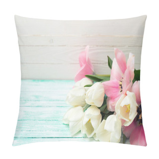 Personality  Postcard With White And Pink Flowers Pillow Covers
