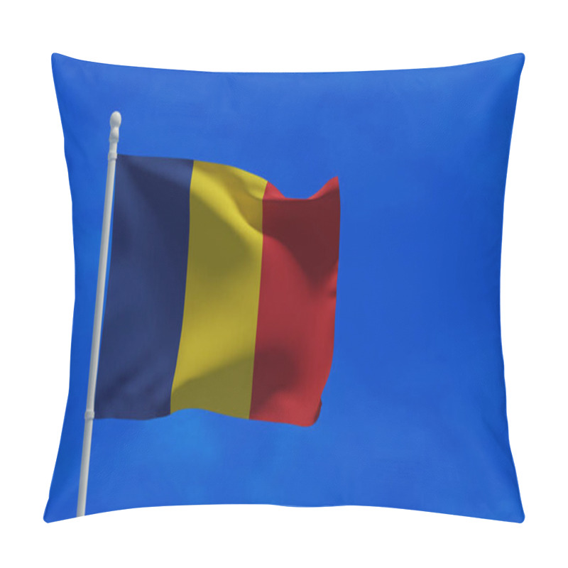 Personality  Romania national flag, waving in the wind. 3d rendering, CGI pillow covers