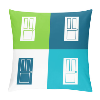 Personality  Black Door Flat Four Color Minimal Icon Set Pillow Covers
