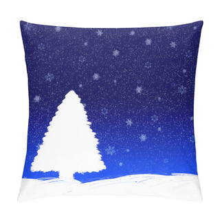 Personality  Blue Christmas Card With A Fir Tree Pillow Covers