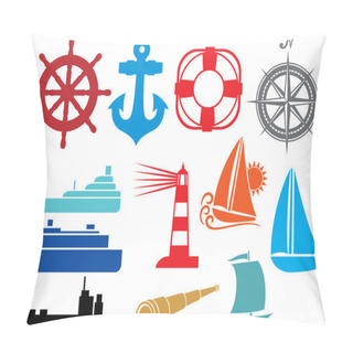 Personality  Nautical And Marine Icons Pillow Covers