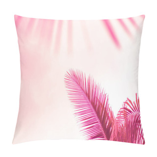 Personality  Pink Palm Leaves On A Light Pink Background, Toned Template For Text, Frame Pillow Covers